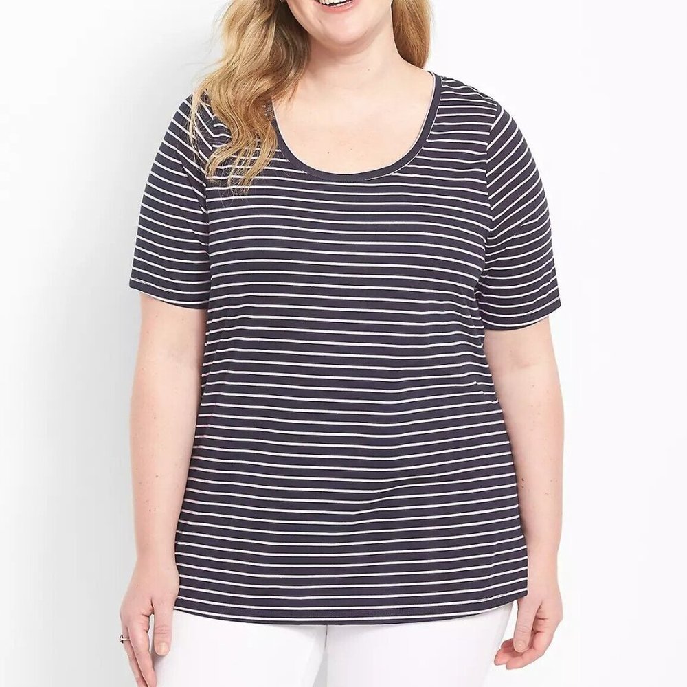 LANE BRYANT Modest Sleeve Scoop Tee - Melon Stripe | SIZE 14/16 | NWT